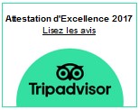 Attestation d'excellence Trip Advisor 2017 Brooklyn Foodz